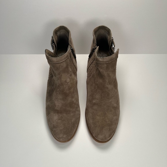 Vince Camuto Pamma Side Zip Suede Bootie w/ Buckle Detail - tan, size 10 - Picture 2 of 10